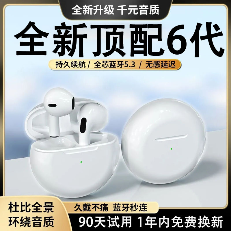 2024新款pro6代无线蓝牙耳机通话降噪推荐入耳式低延迟降噪运动