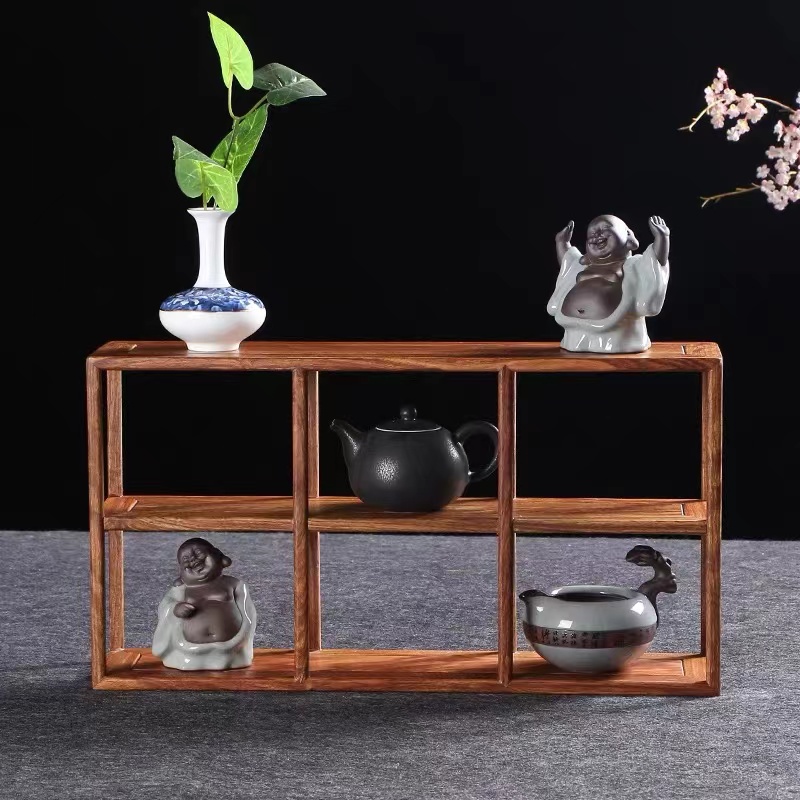 【花梨木茶水架】茶壶茶杯展示架摆件茶具高档茶杯复古茶道置物壶架
