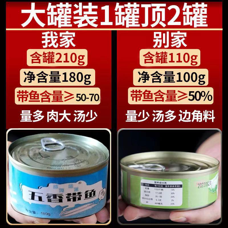 【小扬哥力荐】罐*0克带鱼大罐装五香辣熟食即食下饭洞庭湖鱼皮深海