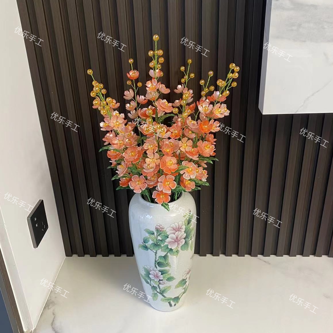 高桌摆木槿花 珠光渐变 DIY手工串珠花材料包