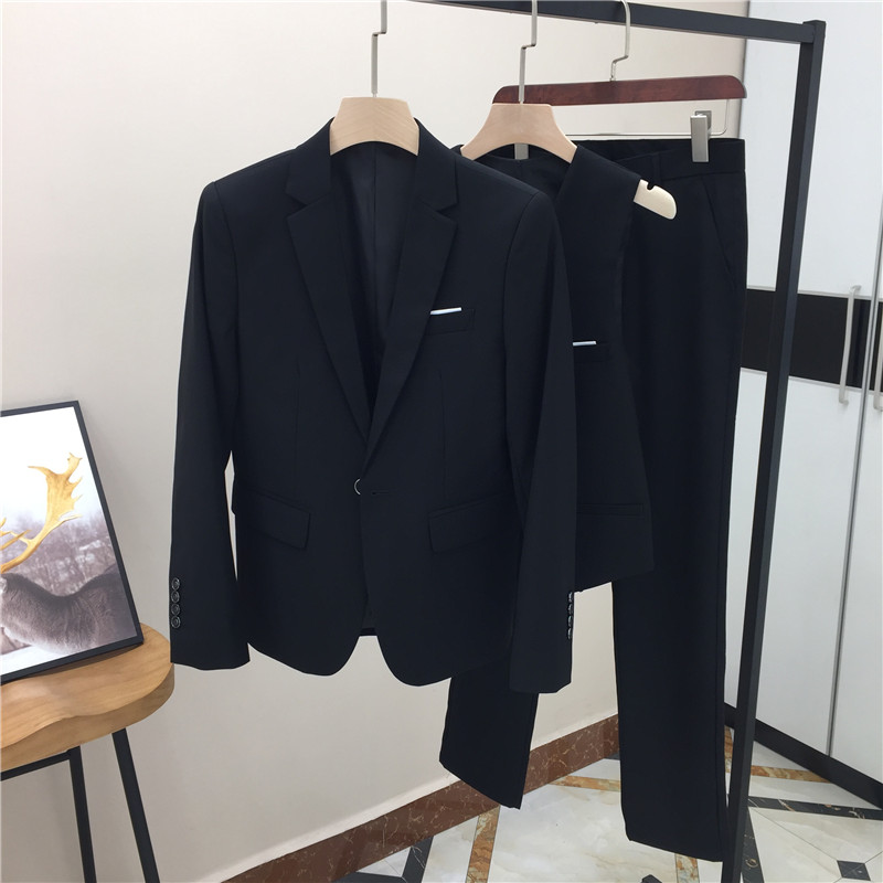 西服套装男士三件套职业上班工作服商务休闲西装黑色单件西服大码