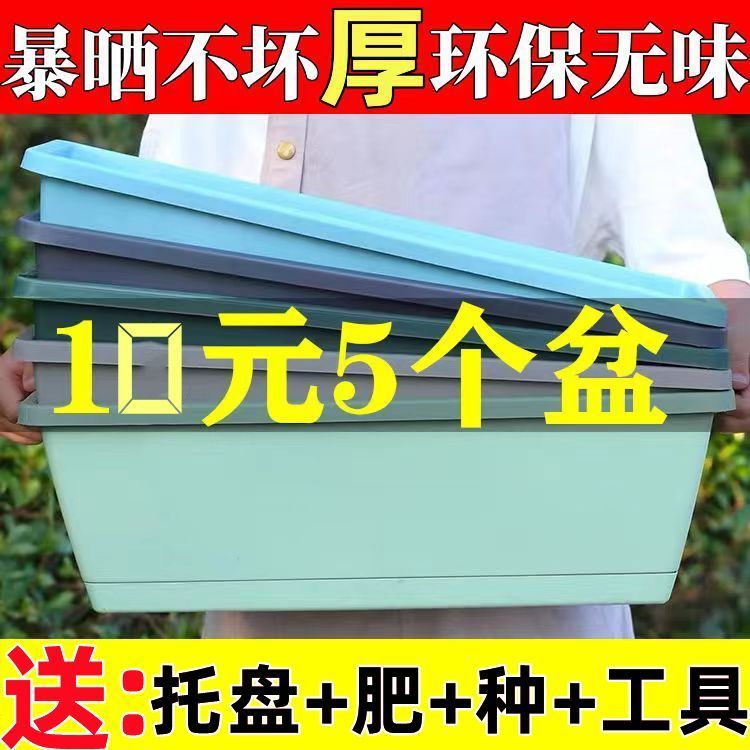 【热销】阳台种菜霍伦盆长方形卉花盆大全塑料清仓种植箱家用