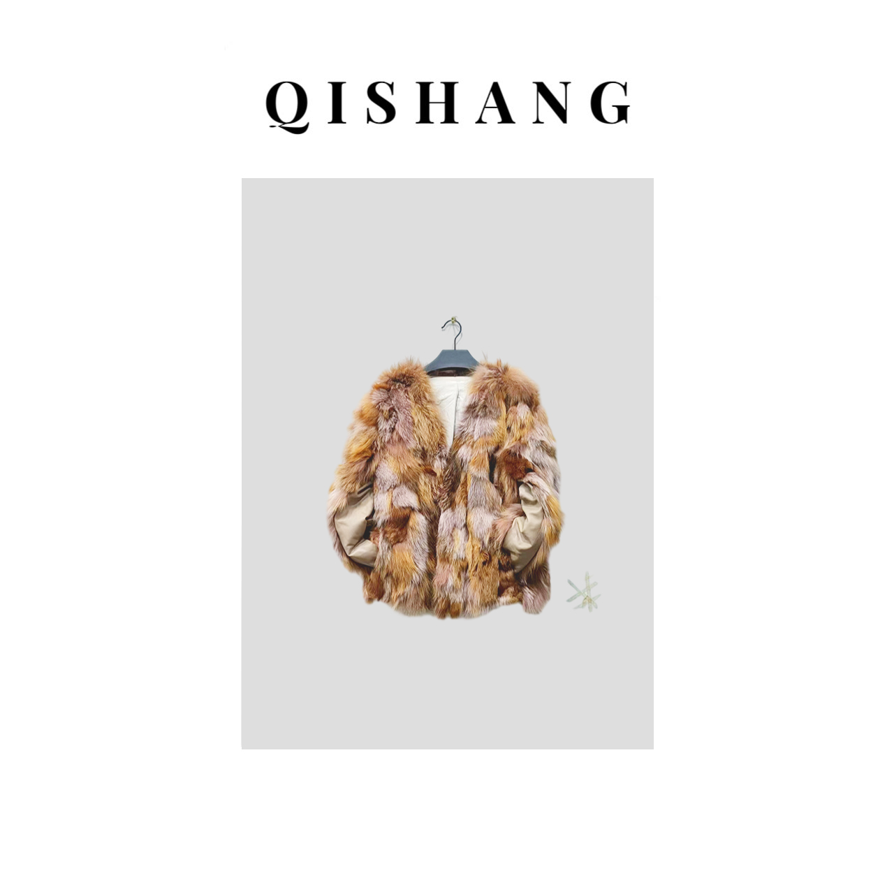 大地色秋冬新款甜美气质狐狸毛外套#WWQZ99055-1