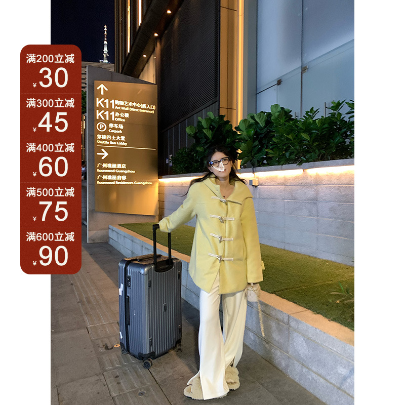 王少女的店【现现】白色秋冬季加绒直筒裤开衩休闲阔腿裤 K13341S34