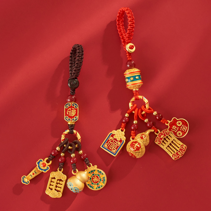 古法金多宝葫芦汽车钥匙扣挂件好运黄铜高档钥匙链手工挂饰男女士