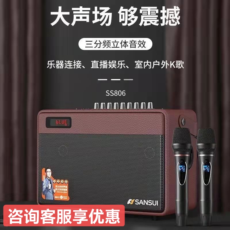 山水大功率蓝牙SS806户外直播K歌乐器弹唱演出广场舞便携式音箱