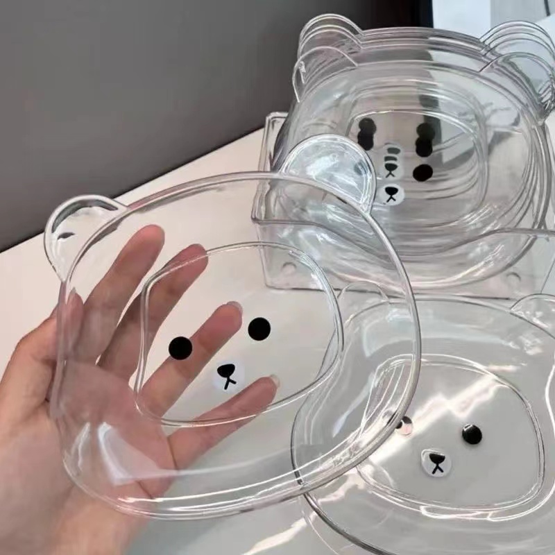 家用吐骨碟餐桌装垃圾盘水果零食盘网红正方形桌面卡通可爱菜碟子