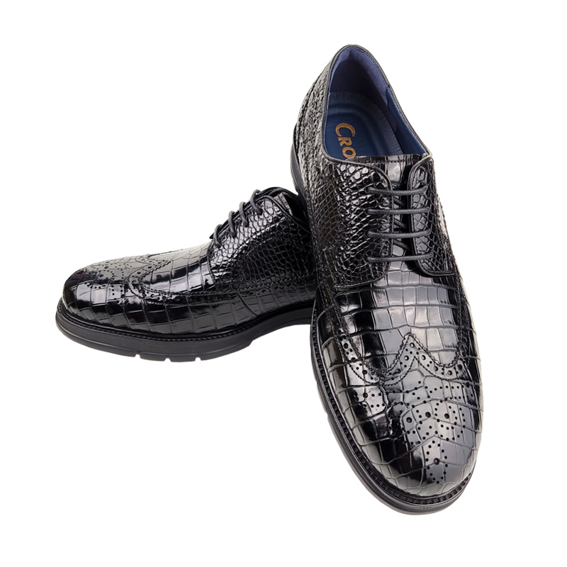 鳄鱼与牙签鸟鳄鱼真皮男士皮鞋布洛克雕花内里牛皮 (微瑕) 203A