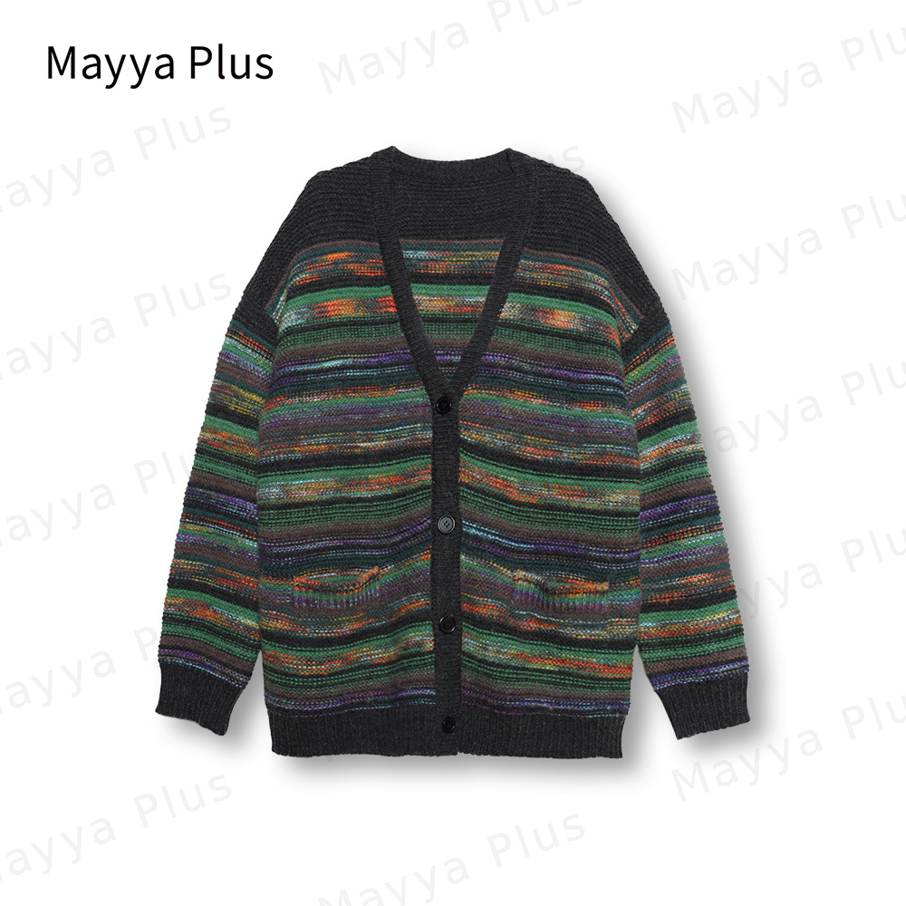 【彩虹外套】Mayya Plus时尚新品气质显瘦款热力感针织开衫32347127