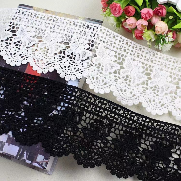 黑色蕾丝花边辅料下摆裙子衣服装饰手工diy布料裙边材料布艺涤纶