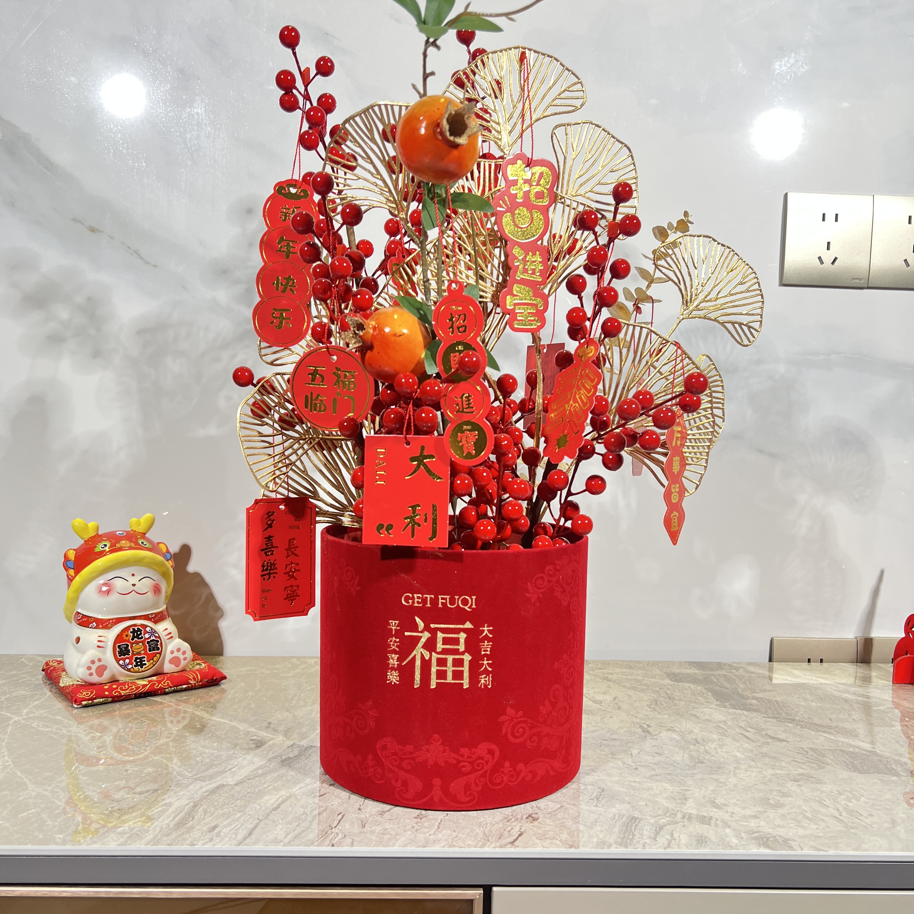 【旺旺直播专属】鲤鱼报福扇形挂饰客厅挂件布置用品
