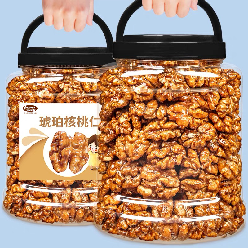 新货琥珀核桃仁500g罐装蜂蜜味芝麻味微甜酥脆坚果零食250g