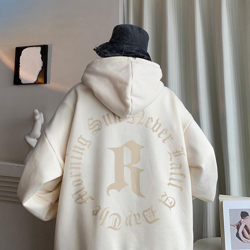 美式重磅中山卫衣男士秋冬季国潮连帽街头风宽松外套百搭高街帽衫