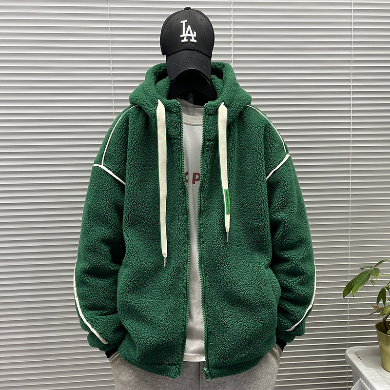 羽绒服男羊羔毛外套男士冬季新款摇粒绒日系复古加绒加厚宽松保暖