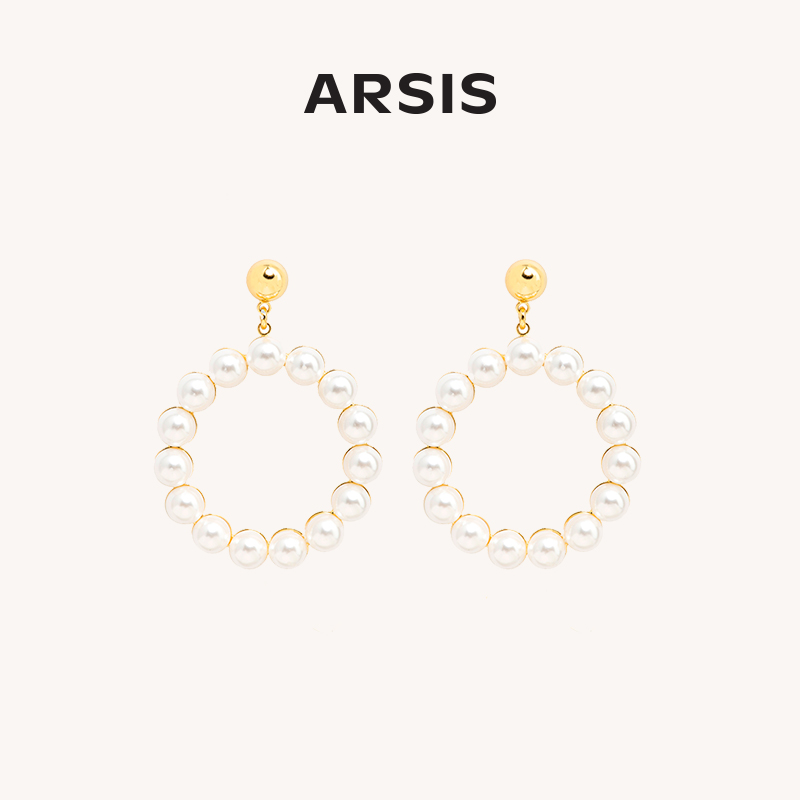 ARSIS纯真年代系列贝珠耳环大耳圈中古设计款L30轻奢小众高档耳饰