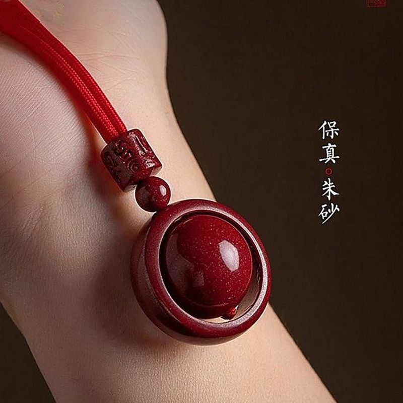 朱砂真品转运珠男链项挂件女生时尚气质红色朱砂坠吊情侣护身符