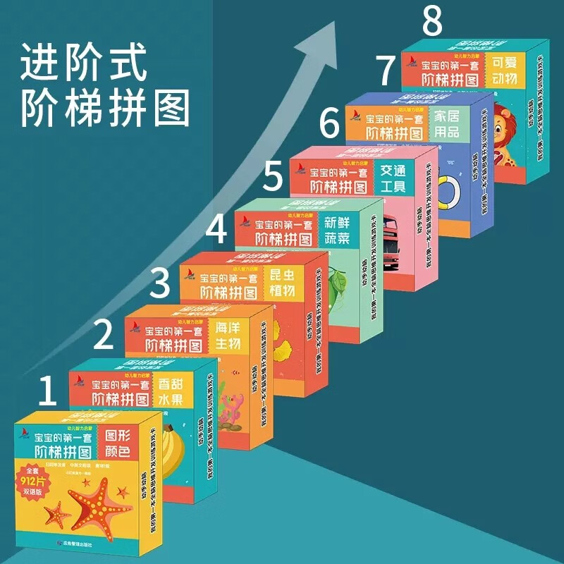【全8套】幼儿智力启蒙 宝宝的套阶梯拼图阶梯拼图智力启蒙童书F