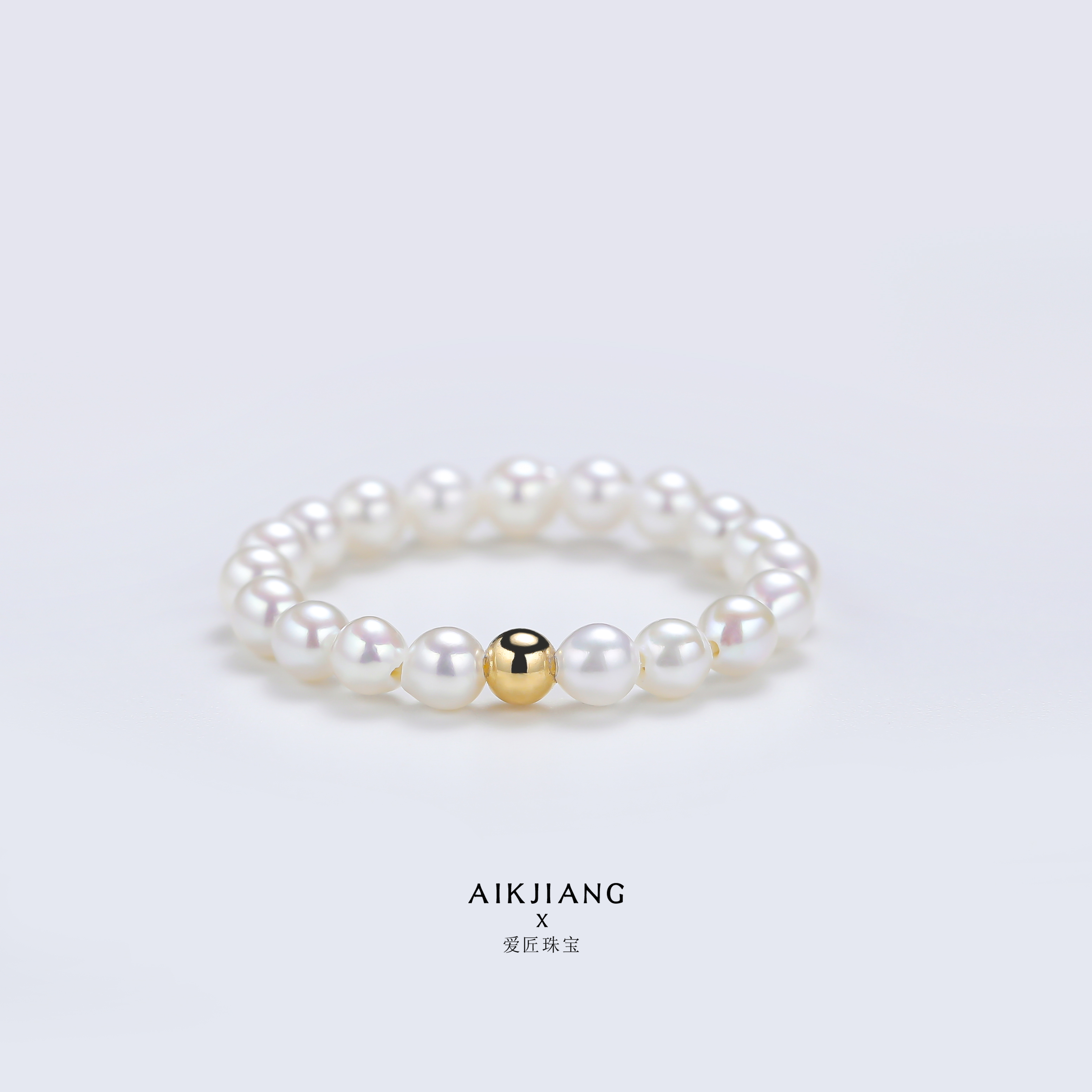 AIKJIANG/爱匠【白总】18K金淡水珍珠baby小米珠戒指弹力绳粗细可戴