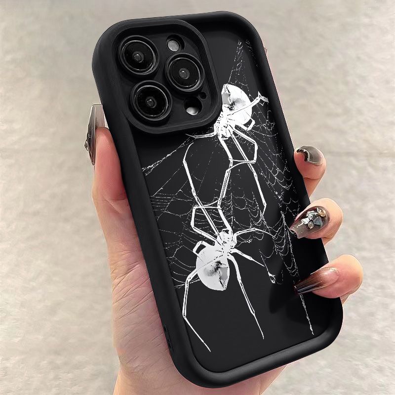 两只蜘蛛苹果15Pro个性硅胶iPhone14/13promax小众12Pro/11手机壳