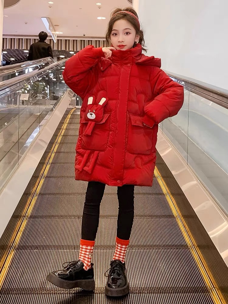 巴拉巴拉女童冬装棉衣中长款棉服休闲外套加厚儿童装中大童女孩棉