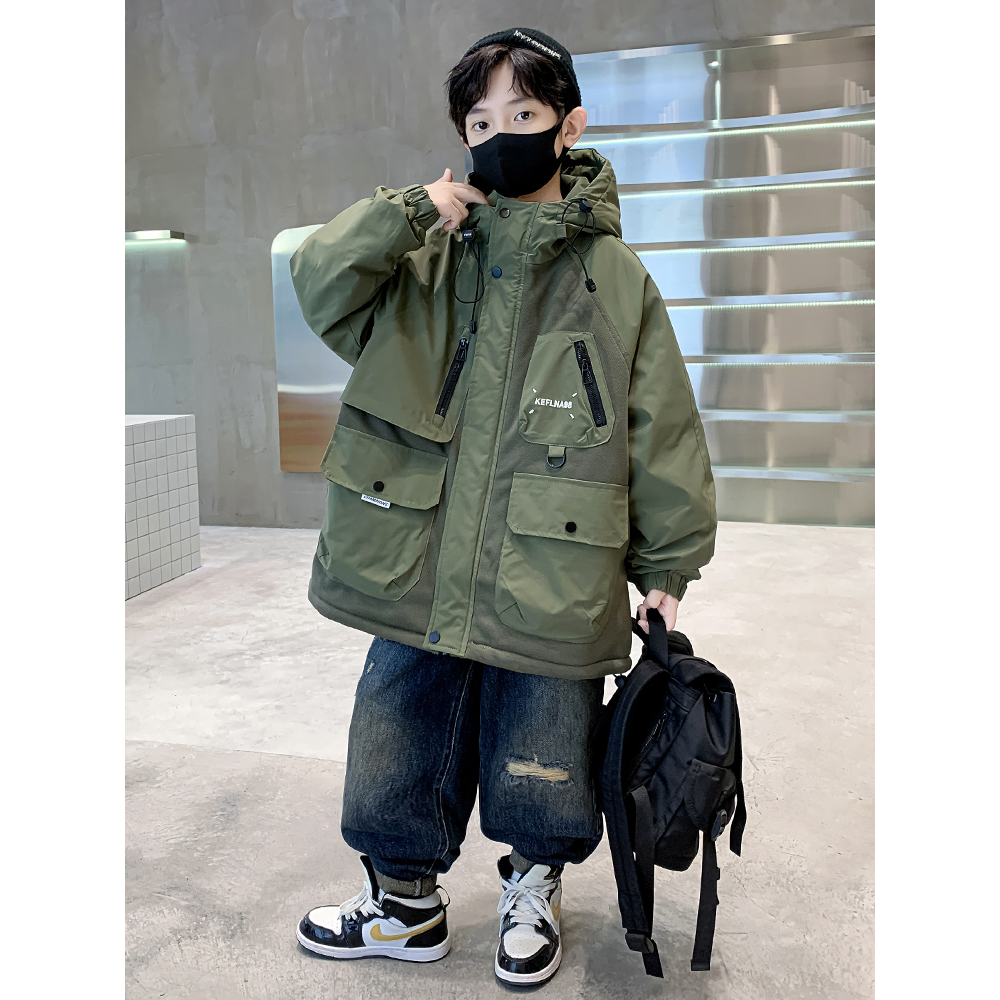 巴拉巴拉男童冬装加厚棉服2023新款中大童时髦保暖冲锋衣儿童夹棉