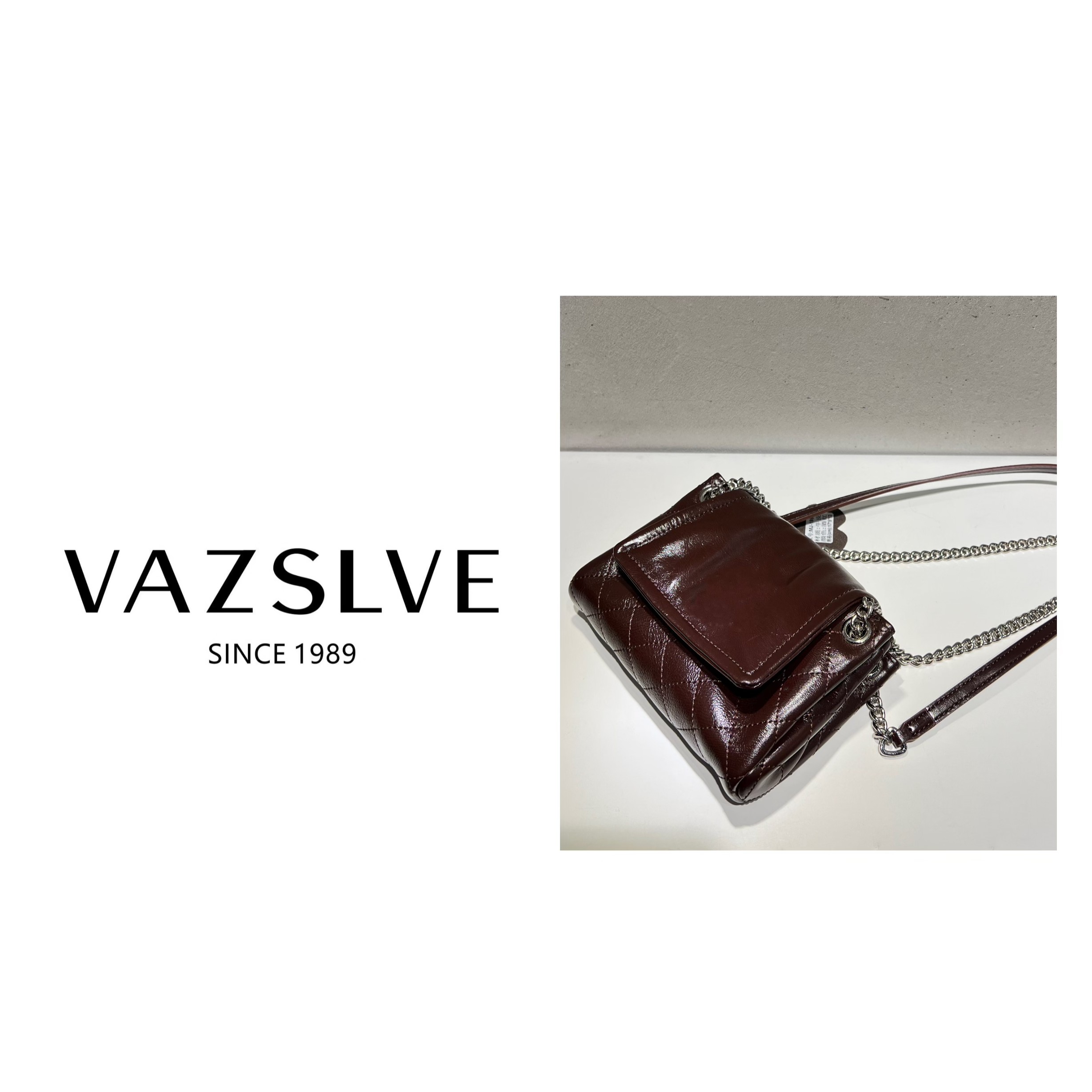 VAZSLVE/秋冬新款波尔多红轻奢真皮女经典士百搭款单肩斜挎包#