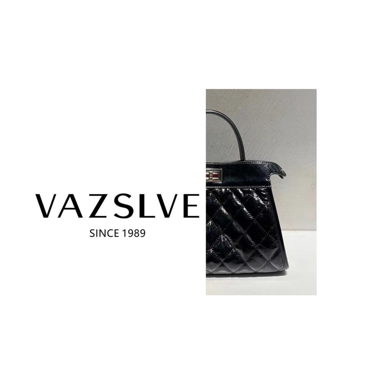 VAZSLVE/春夏新款真皮气质单肩斜挎手提包#MJ-1831-黑色中号