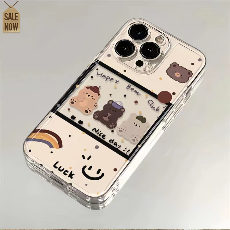 可爱小熊苹果小米oppovivo华为适用iPhone12/13/14/15手机壳全包