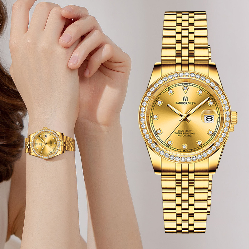 御尊地产补贴/豹眼绿光含24k真金/真钻女士高端机械腕表c-jgz