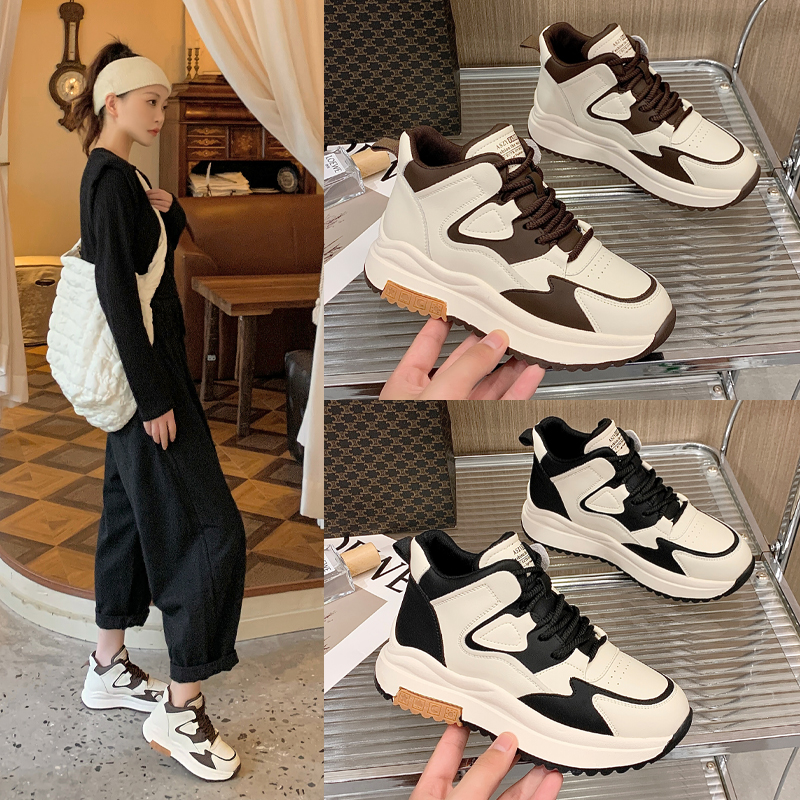 CKTF真皮潮流高帮厚底休闲女鞋5079号G383