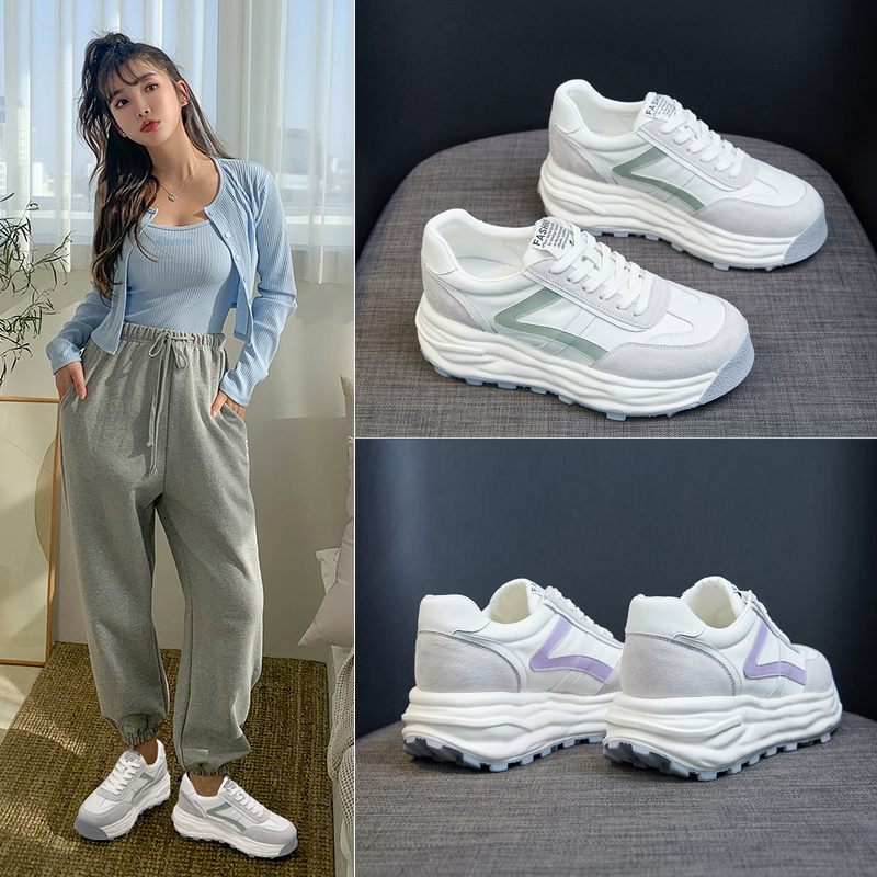 CKTF新款真皮百搭厚底老爹鞋时尚休闲女鞋5048号G003