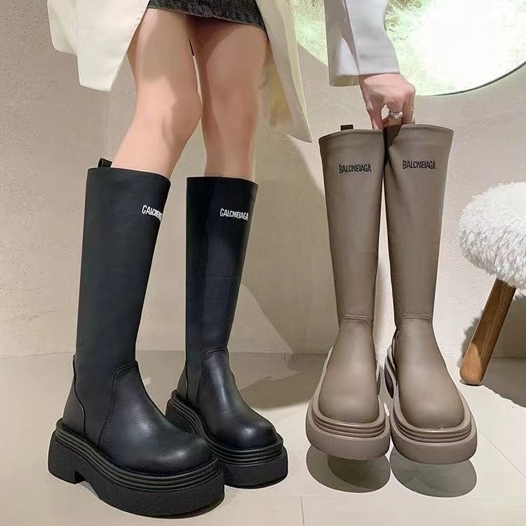 CKTF时尚百搭厚底骑士长靴长筒女鞋过膝秋季英伦瘦瘦靴8000号G001