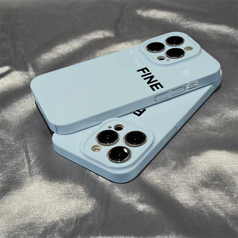 适用简约蓝色fine苹果14promax手机壳苹果13菲林硬壳12/11全包xr