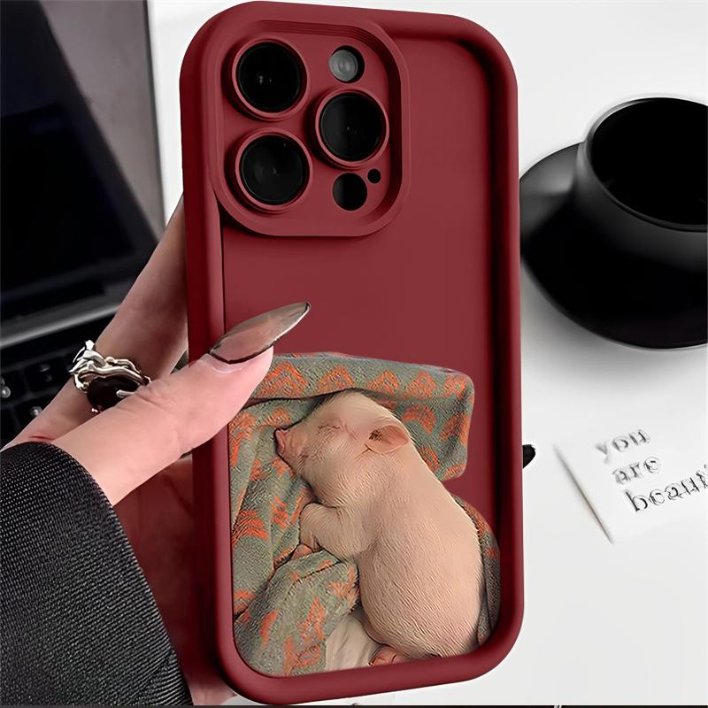 可爱睡觉猪猪苹果14手机壳iPhone15全包13promax小众11防摔12软壳