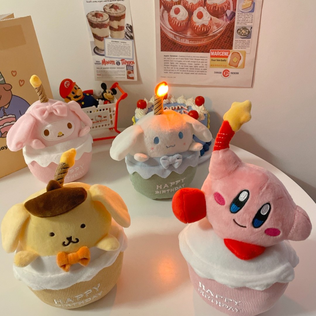 会唱歌的星之卡比公仔生日礼物造型毛绒玩偶摆件可爱创意生日蛋糕