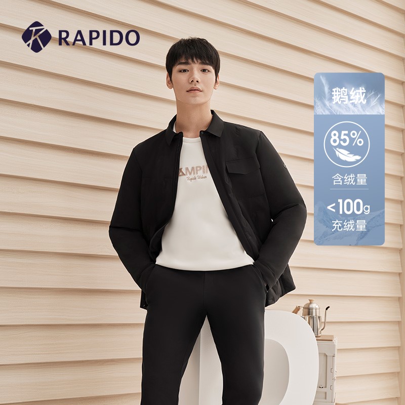 RAPIDO雳霹道冬季新款男子O系列户外衬衫领羽绒服外套CN2938O35