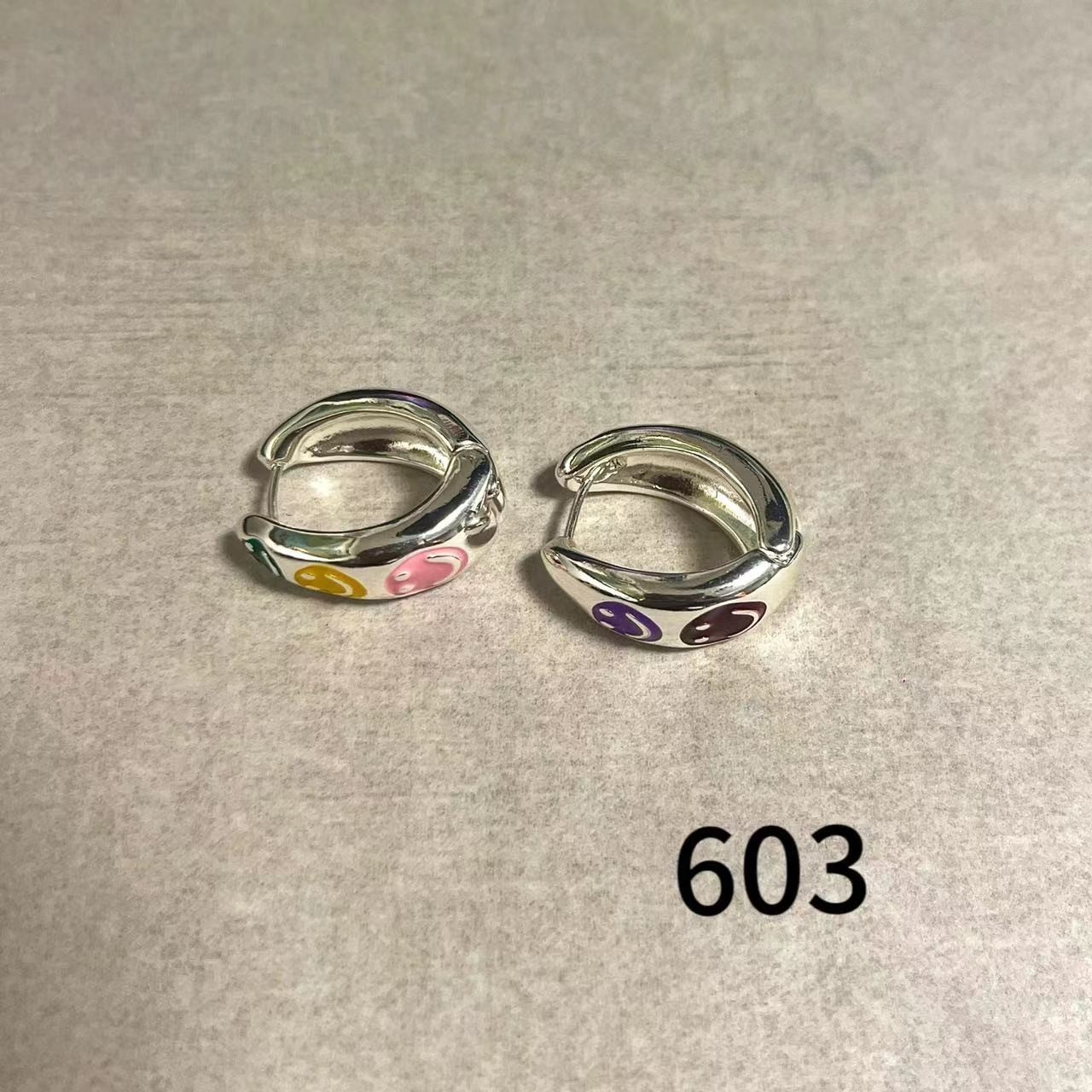 铜合金耳饰 603-时尚复古简约个性金色镶嵌气质百搭耳钉