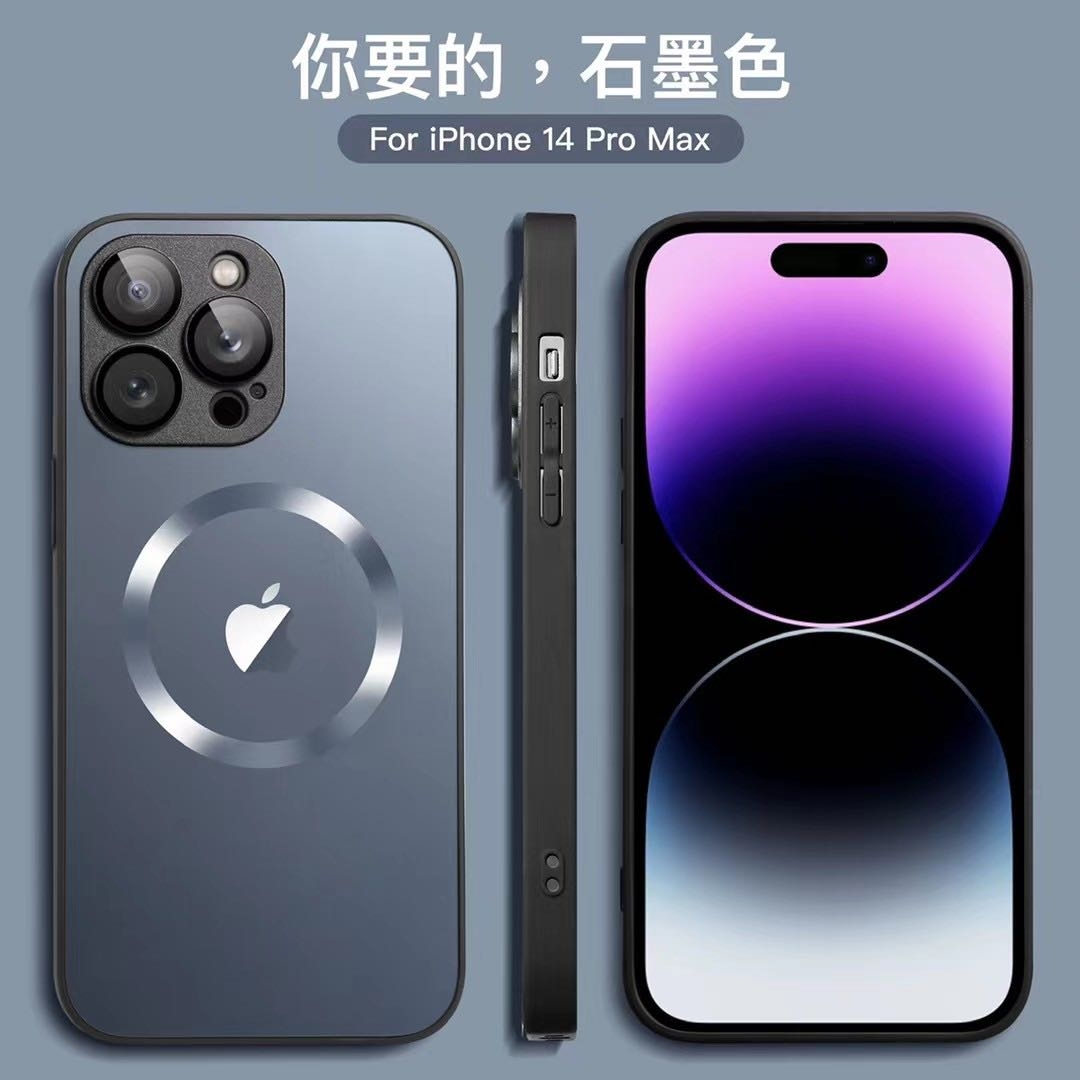 苹果11/12/13/14ProMax手机壳磁吸防摔iPhone磨砂带镜头膜无线充