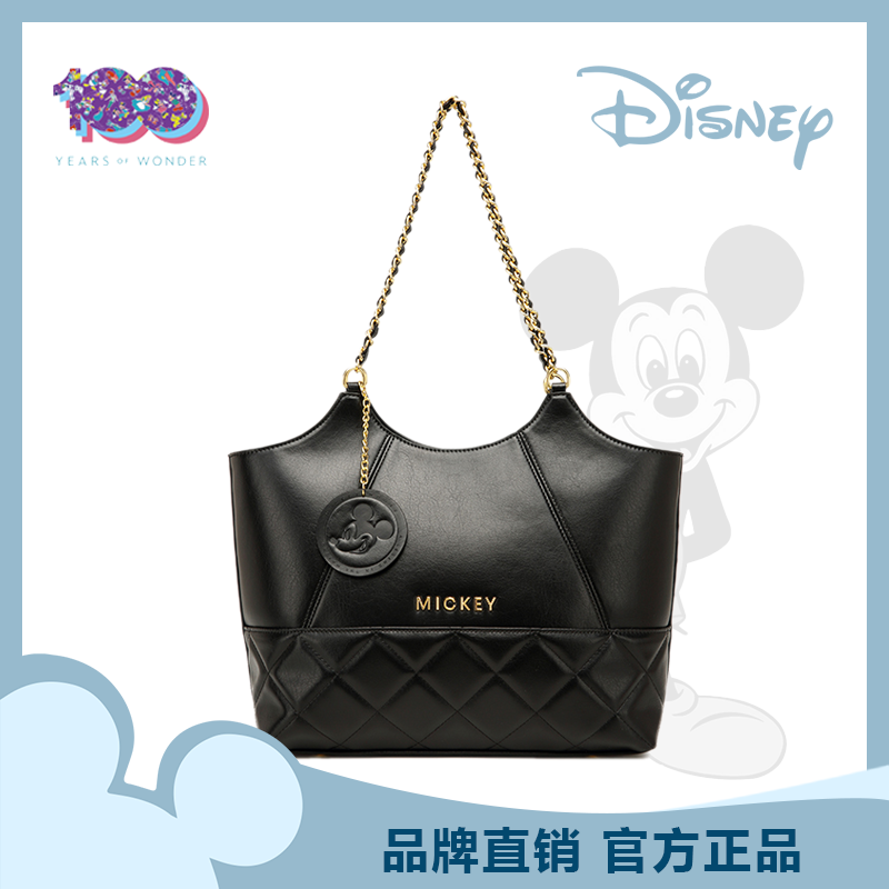 Disney/迪士尼「100周年纪念款」米奇菱格链条托特包单肩百搭通勤包