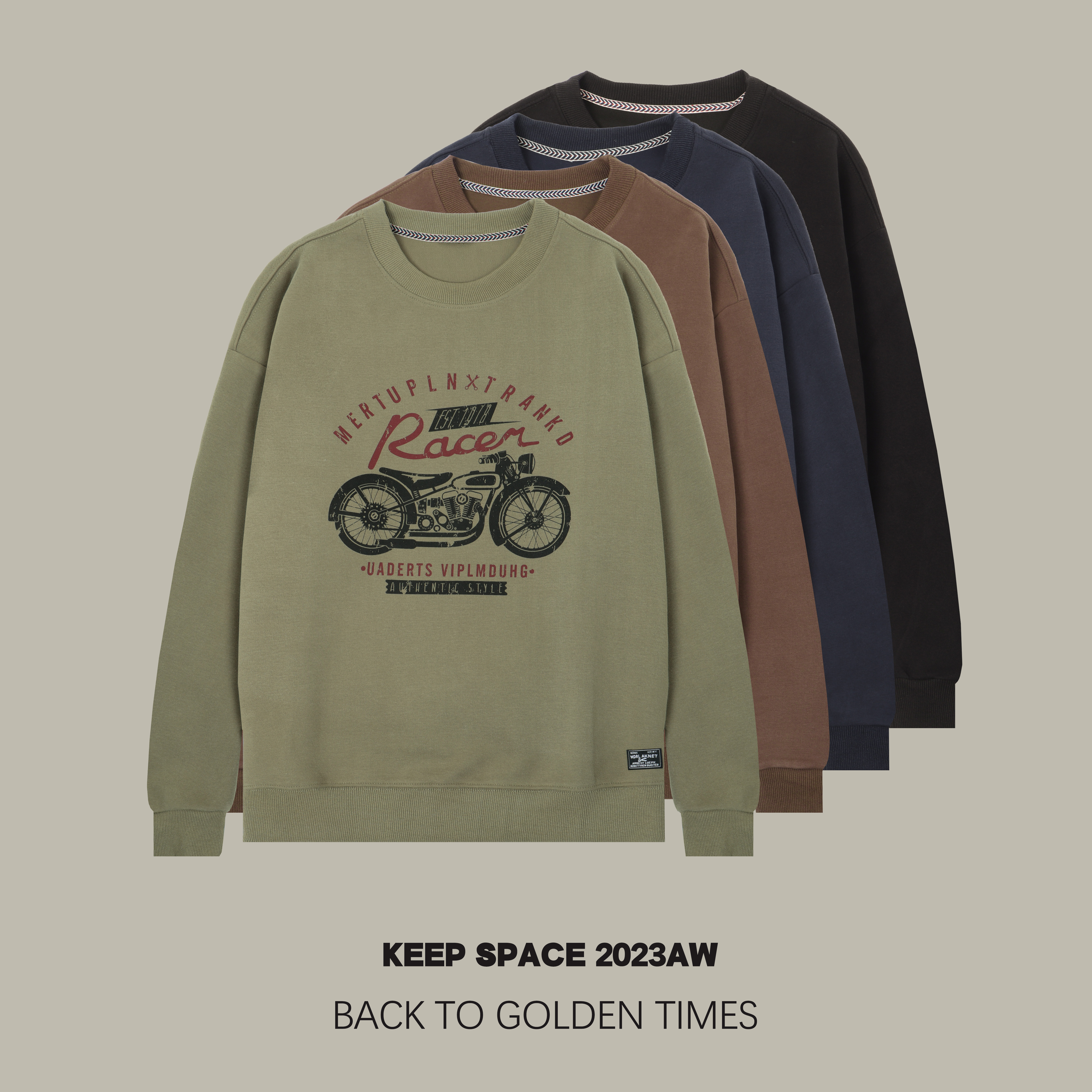 清货！新款复古机车印花卫衣百搭圆领显瘦遮肉百搭时尚23310#4111