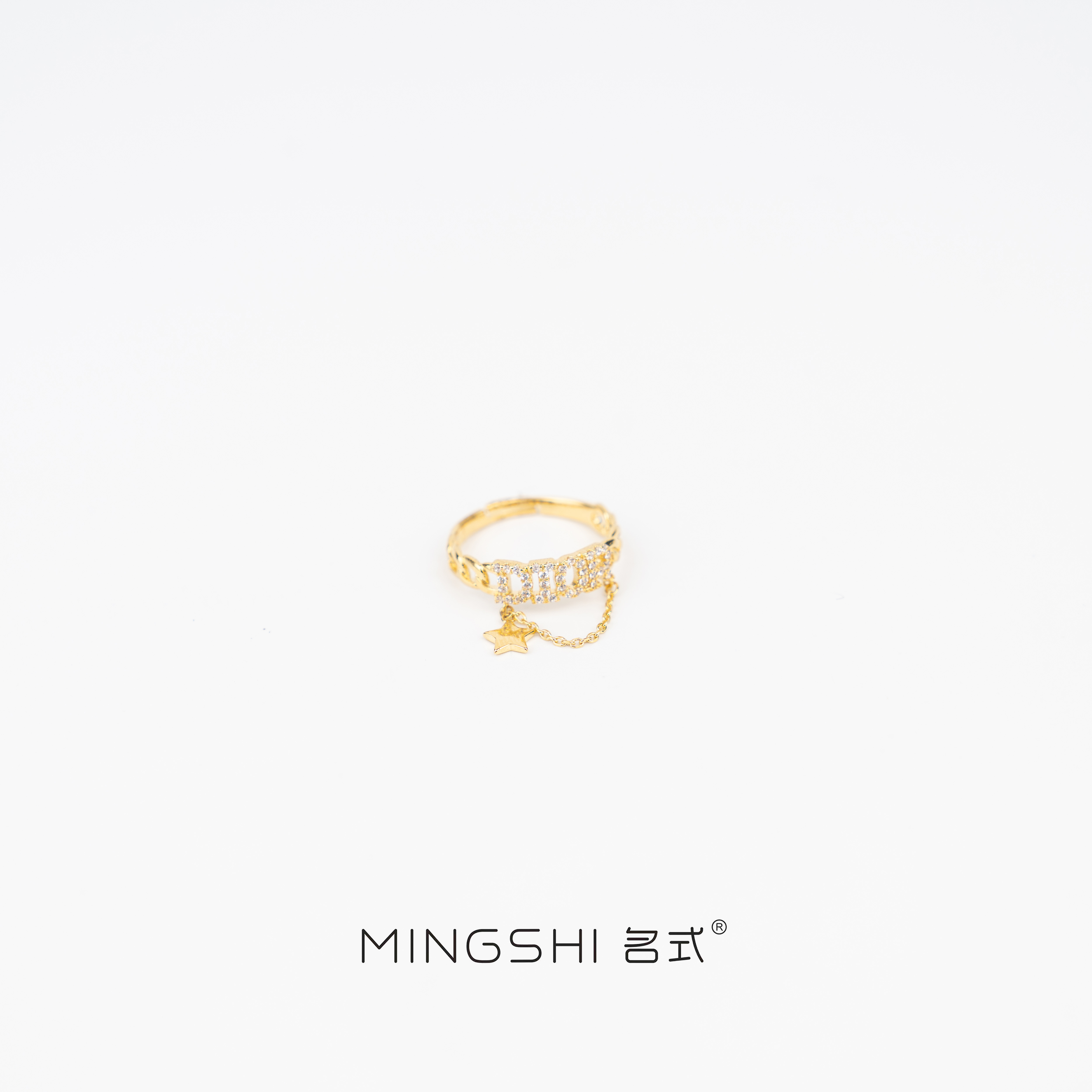 铜合金戒指 【A080】简约时尚星星字母流苏戒指