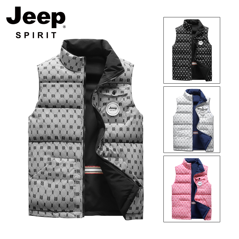 JEEP SPIRIT 男女透气同款双面穿宽松轻奢马甲1982立领