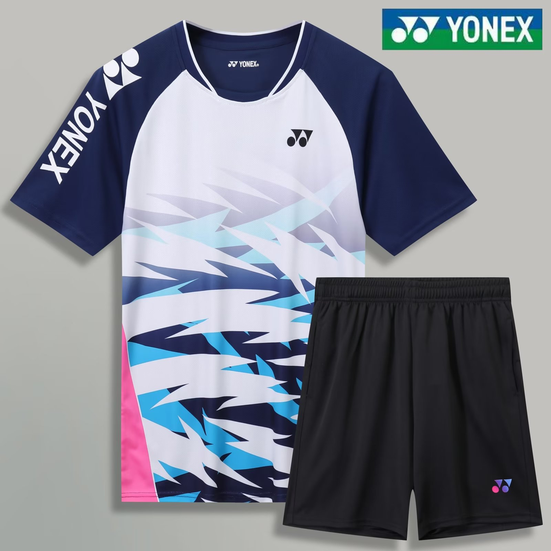 2023新款yy羽毛球服男运动套装夏季速干短袖女上衣乒乓球比赛定制