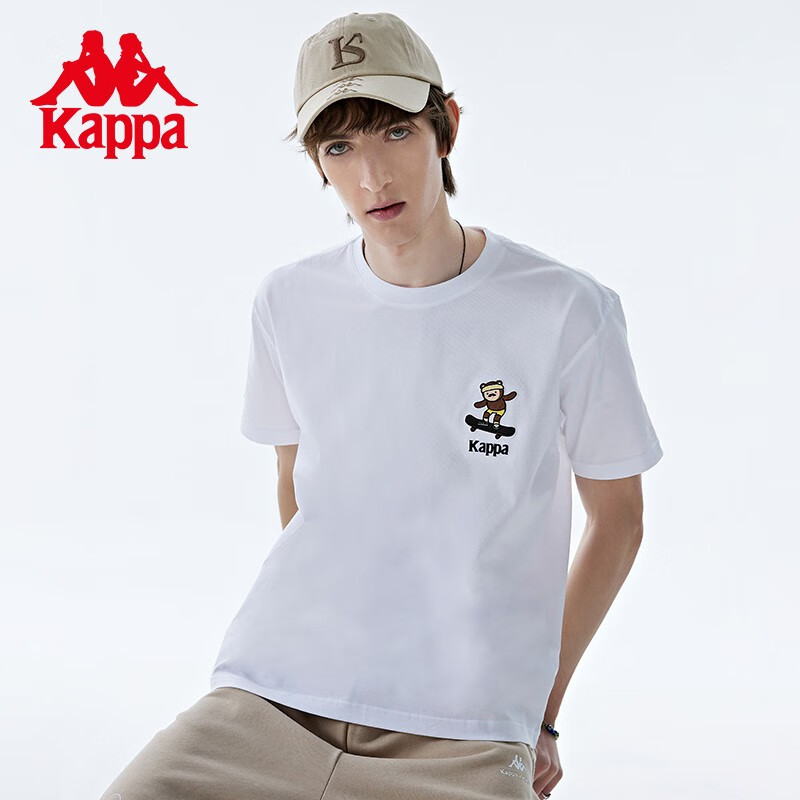 kappa卡帕运动短袖2023新款男印花半袖圆领休闲夏季T恤K0D32TD89