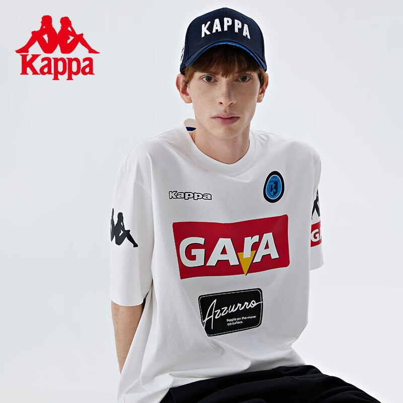 kappa卡帕短袖2023新款男运动T恤休闲圆领印花夏半袖K0D32TD55