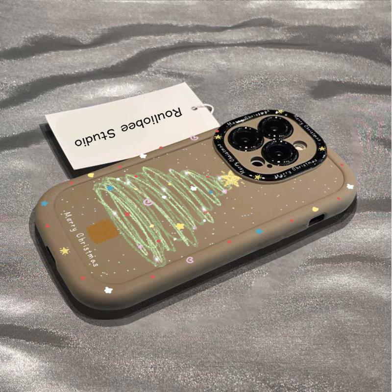 可爱圣诞树泡芙壳适用苹果15手机壳iphone13/14promax防摔12/11女