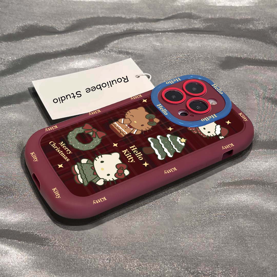 圣诞凯蒂猫泡芙适用于苹果15手机壳iphone13/14promax防摔12/11软