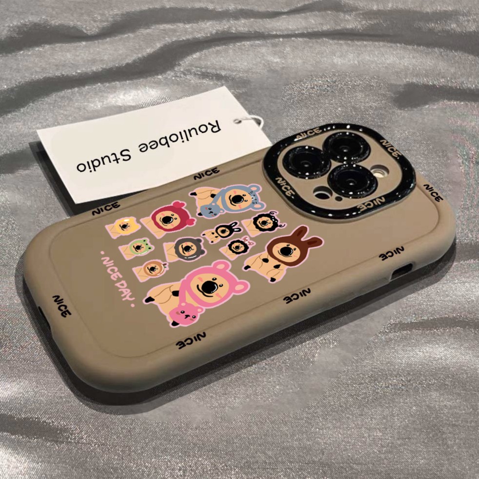 卡通柿子熊泡芙壳适用于苹果15手机壳iphone13/14promax防摔12/11