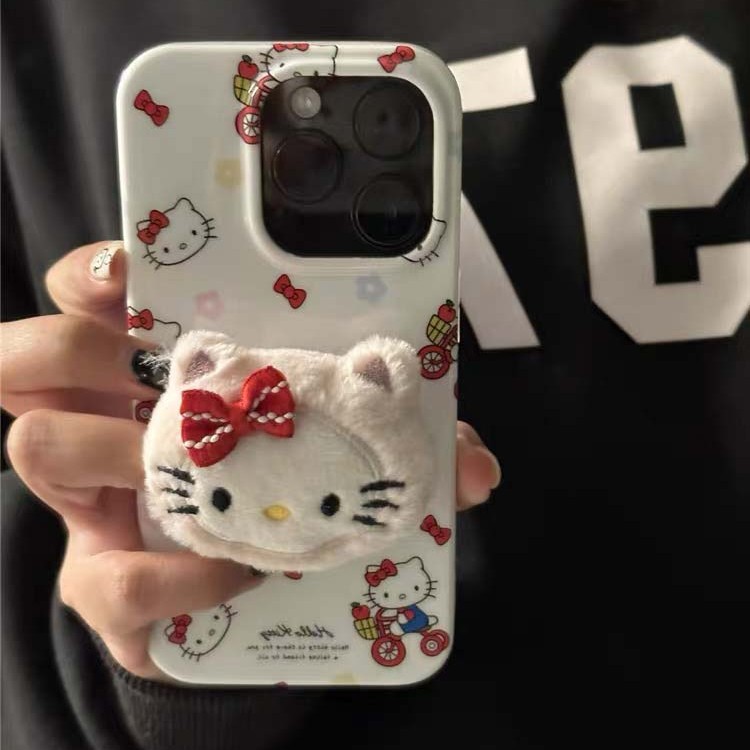 骑单车KT卡通适用苹果15手机壳iPhone13/14promax新款12磨砂11软