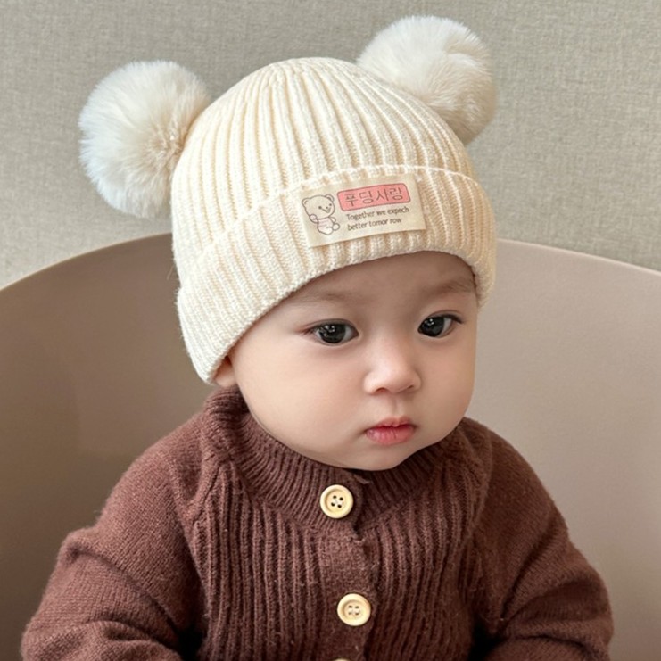 【有内衬】婴幼儿帽子秋冬季可爱超萌男女宝宝毛线保暖护耳针织帽